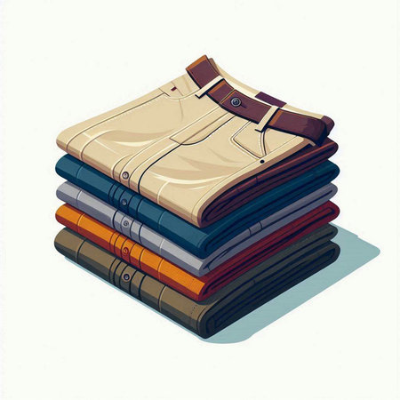 Stack of clothes isolated on white background. Vector illustration. Eps 10.のイラスト素材