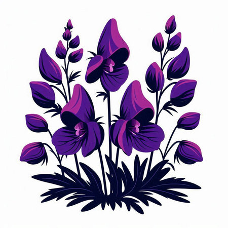 Violet flowers on white background. Vector illustration for your design.のイラスト素材