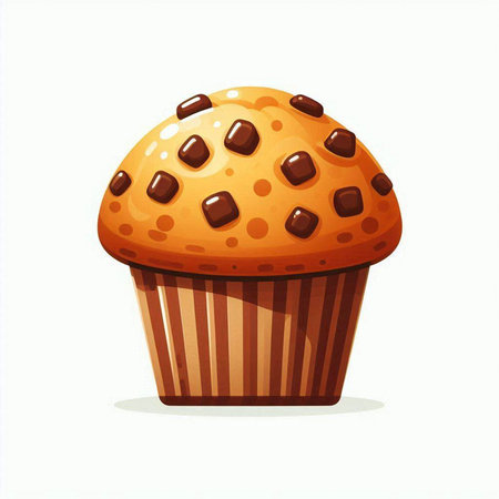 Illustration of a chocolate muffin isolated on a white background.のイラスト素材