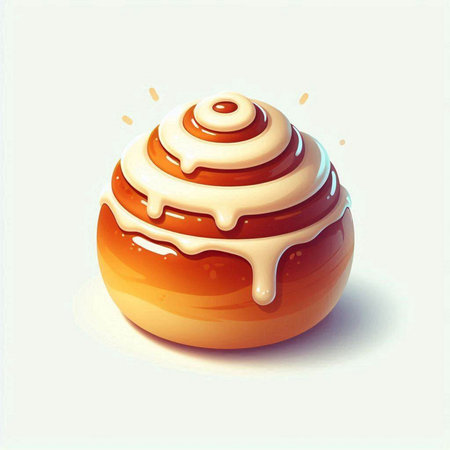 Honey buns with glaze. Sweet dessert. Vector illustration.のイラスト素材