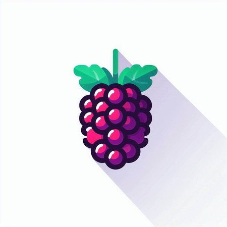 Blackberry icon, flat design with long shadow, vector illustration.のイラスト素材