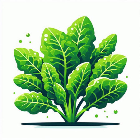 Vector illustration of a green spinach plant isolated on a white background.のイラスト素材