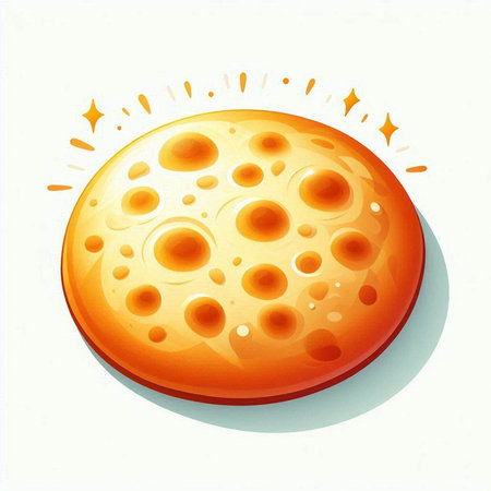 Illustration of a cheese ball on a white background with a shadowのイラスト素材
