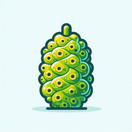 Cute green christmas tree isolated on blue background. Vector illustration.のイラスト素材