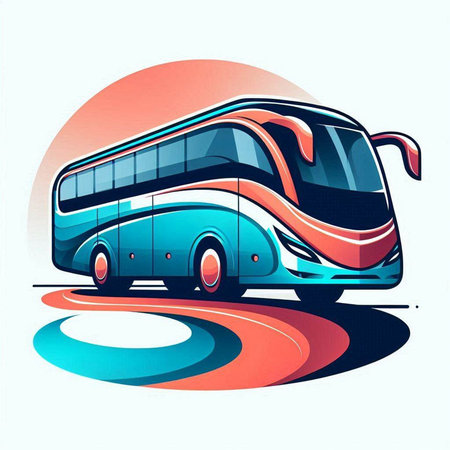 Bus vector illustration. Vector illustration of a bus on the road.のイラスト素材