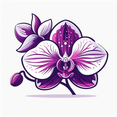 Orchid flower vector illustration. Isolated on white background. Vector illustration.のイラスト素材