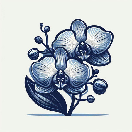 Orchid flower. Hand drawn vector illustration. Monochrome sketch.のイラスト素材