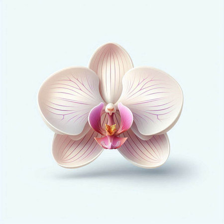 White orchid flower isolated on white background. 3D illustration.のイラスト素材