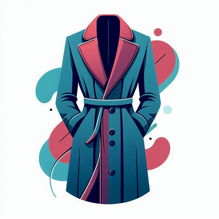 Illustration of a coat on a white background with colorful spots.のイラスト素材