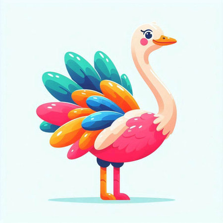 Cute cartoon turkey. Vector illustration. Cute cartoon animal.のイラスト素材