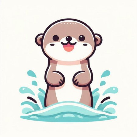 Cute little otter on white background. Cute cartoon animal. Vector illustration.のイラスト素材