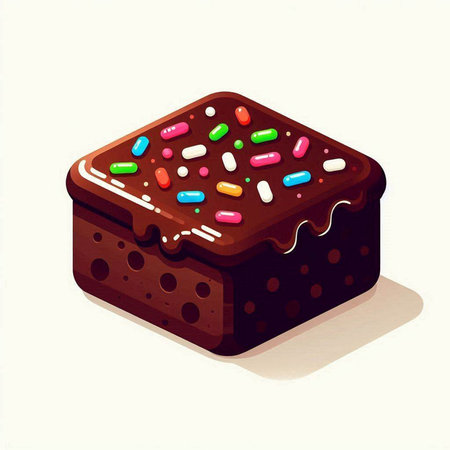 Chocolate cake with colorful sprinkles on white background. Vector illustration.のイラスト素材