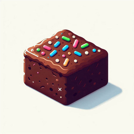 Illustration of a chocolate cake with colorful sprinkles on a white backgroundのイラスト素材