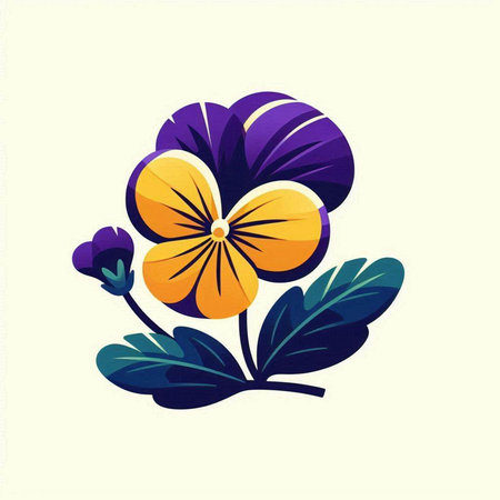 Violet and yellow pansy flowers. Vector illustration for your designのイラスト素材