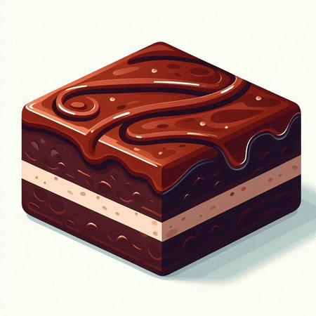 Illustration of a chocolate cake on a white background, vector illustrationのイラスト素材