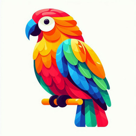 Cute colorful parrot on a white background. Vector illustration.のイラスト素材