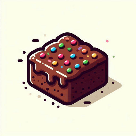 Illustration of a chocolate cake with sprinkles on a white backgroundのイラスト素材