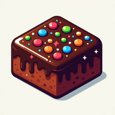 Chocolate cake with colorful sprinkles on top, vector illustration.のイラスト素材