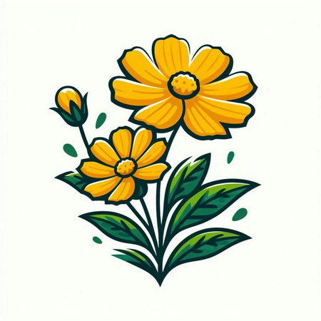 Cute yellow daisy flower isolated on white background. Vector illustration.のイラスト素材