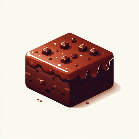 Illustration of a piece of chocolate cake on a white background.のイラスト素材