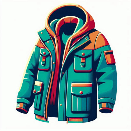Men's winter jacket isolated on a white background. Vector illustration.のイラスト素材
