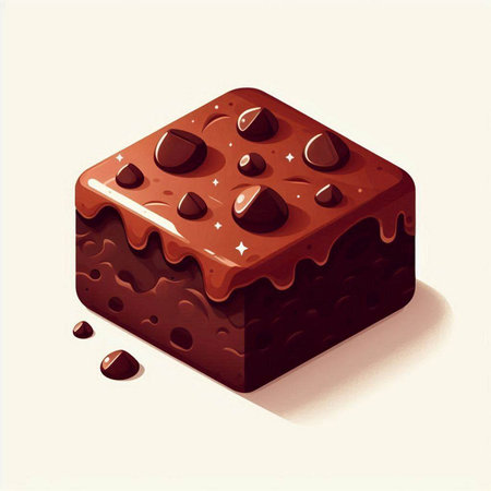 Illustration of a chocolate candy with drops of chocolate on a white backgroundのイラスト素材