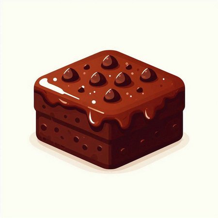 Chocolate cake, vector illustration, isolated on a white background.のイラスト素材
