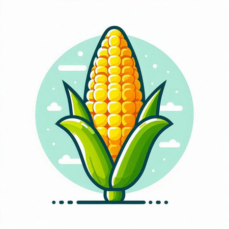Illustration of corn icon in flat style on white background. Vector illustration.のイラスト素材