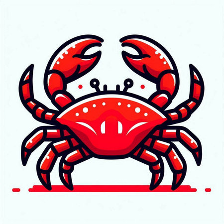 Vector illustration of a red crab isolated on white background. Seafood icon.のイラスト素材