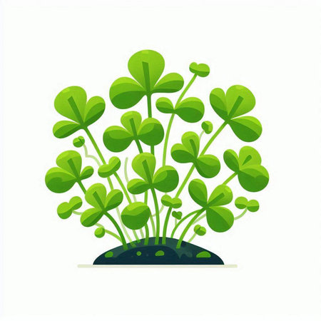 Green sprouts of clover isolated on white background. Vector illustration.のイラスト素材