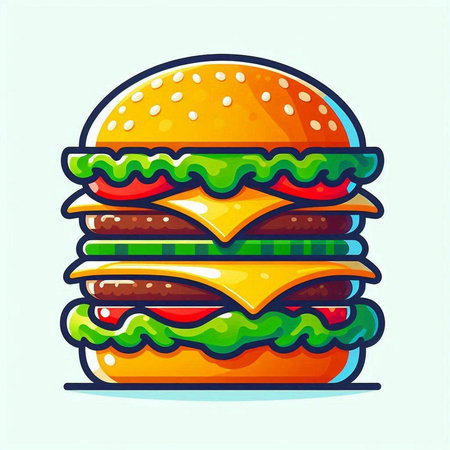 Hamburger icon, fast food symbol, vector illustration in cartoon styleのイラスト素材