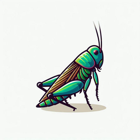 Colorful grasshopper on a white background. Vector illustration.のイラスト素材