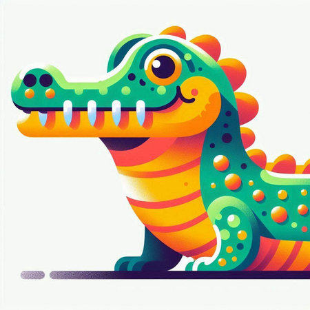 Crocodile vector illustration. Cute cartoon colorful character.のイラスト素材