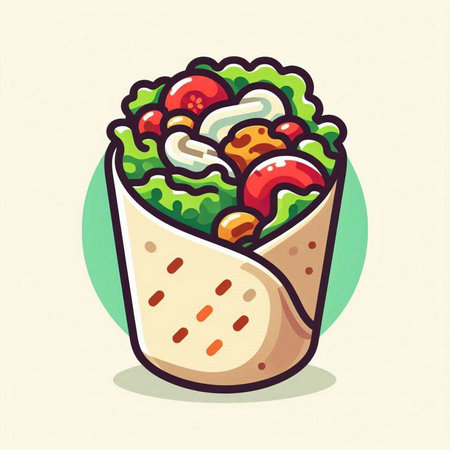 Illustration of fast food, burrito. Vector illustration of fast food.のイラスト素材
