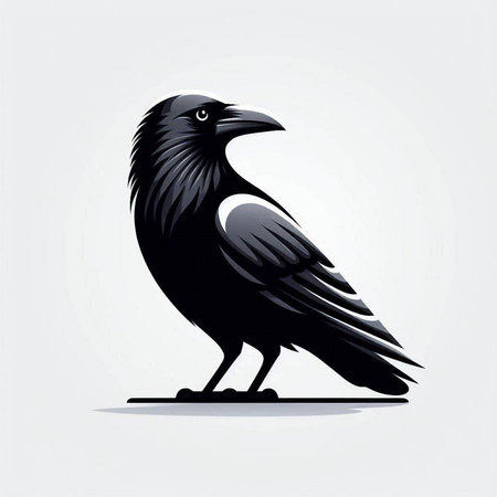 Black crow isolated on white background. Vector illustration for your design.のイラスト素材