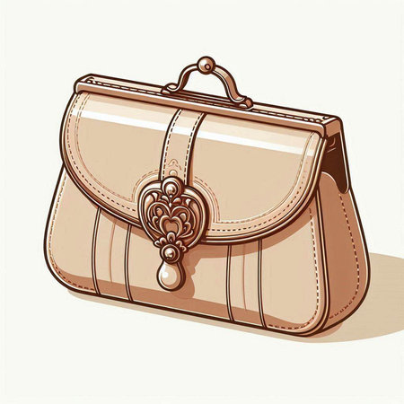 Vector illustration of handbag in retro style on a white background.のイラスト素材