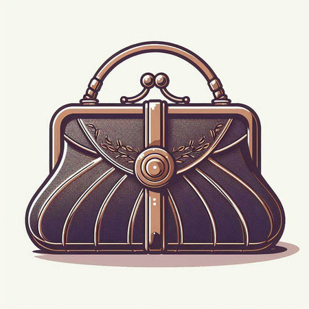 Vector illustration of a leather clutch on a white background. Retro style.のイラスト素材