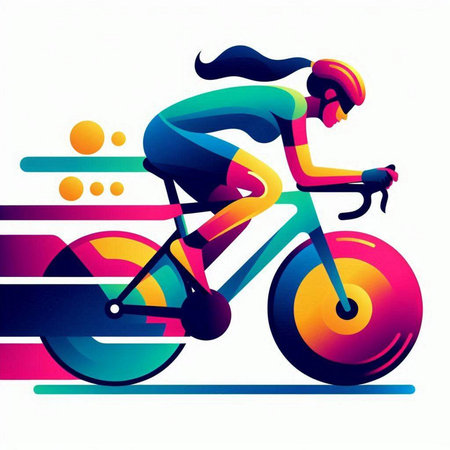 Cyclist vector illustration. Colorful vector background with cyclist.のイラスト素材