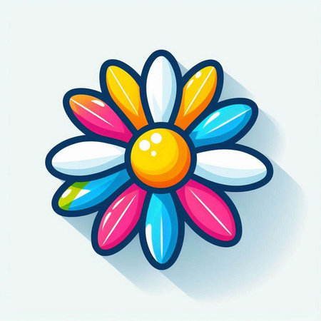 Colorful flower icon in flat style isolated on white background. Vector illustration.のイラスト素材
