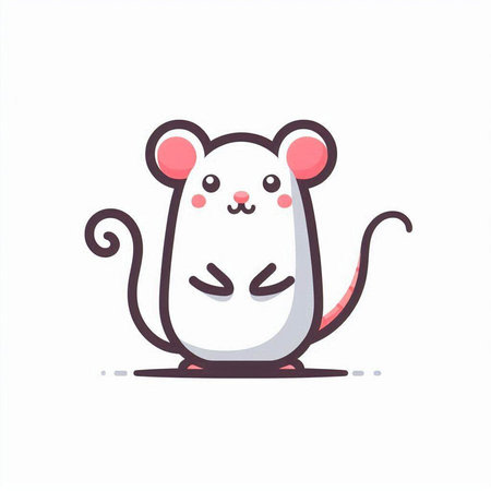 Cute mouse. Vector illustration. Isolated on white background.のイラスト素材