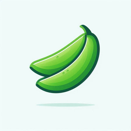 Banana fruit icon. Vector illustration of fresh ripe green banana.のイラスト素材