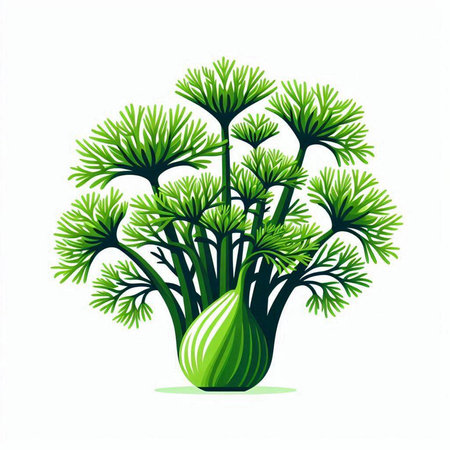 Fennel. Isolated on white background. Vector illustration.のイラスト素材