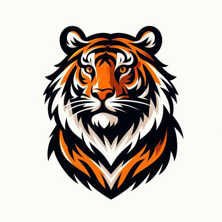 Tiger head vector illustration on white background for t-shirt designのイラスト素材
