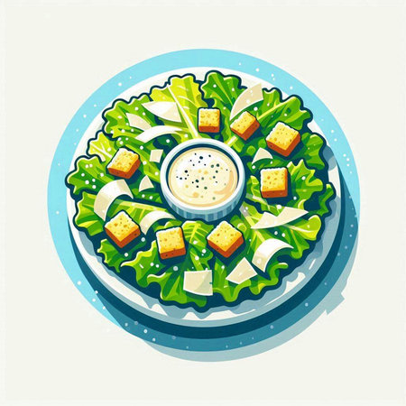 Salad with cheese, lettuce and mayonnaise. Vector illustrationのイラスト素材