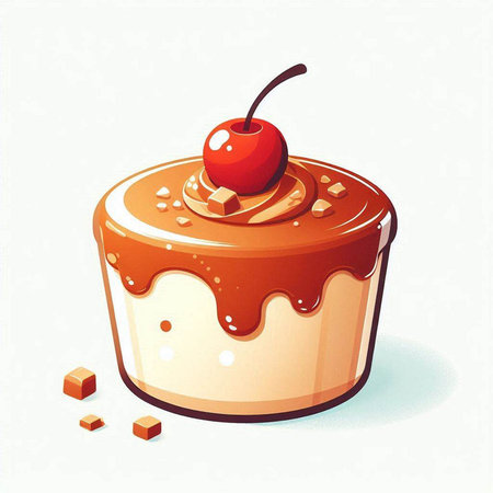 Illustration of a cake with cherries on a white background.のイラスト素材