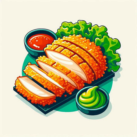 Vector illustration of japanese food. Sushi roll with fish and vegetablesのイラスト素材