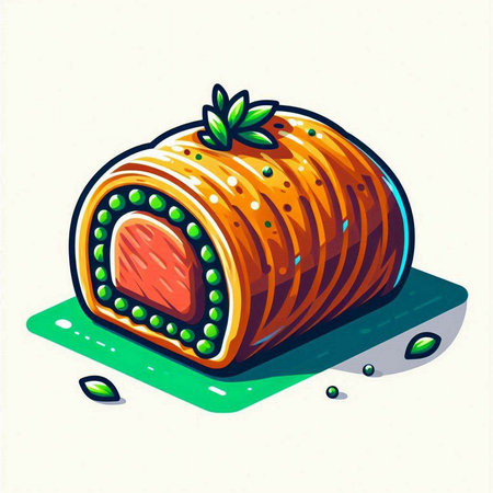 Sushi roll with salmon on a white background. Vector illustration.のイラスト素材