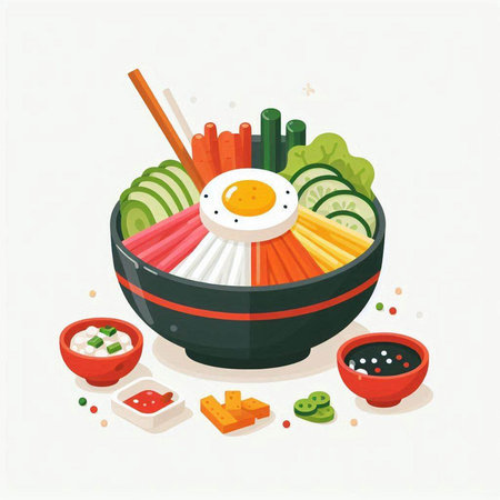 Illustration of japanese food, rice bowl with chopsticksのイラスト素材