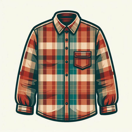 Illustration of a checkered shirt isolated on a white backgroundのイラスト素材