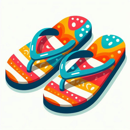 Colorful flip flops isolated on white background. Vector illustration.のイラスト素材